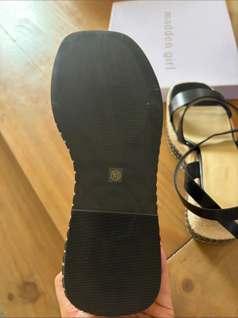 Madden Girl Black Raffia Espadrille Platform Sandals
